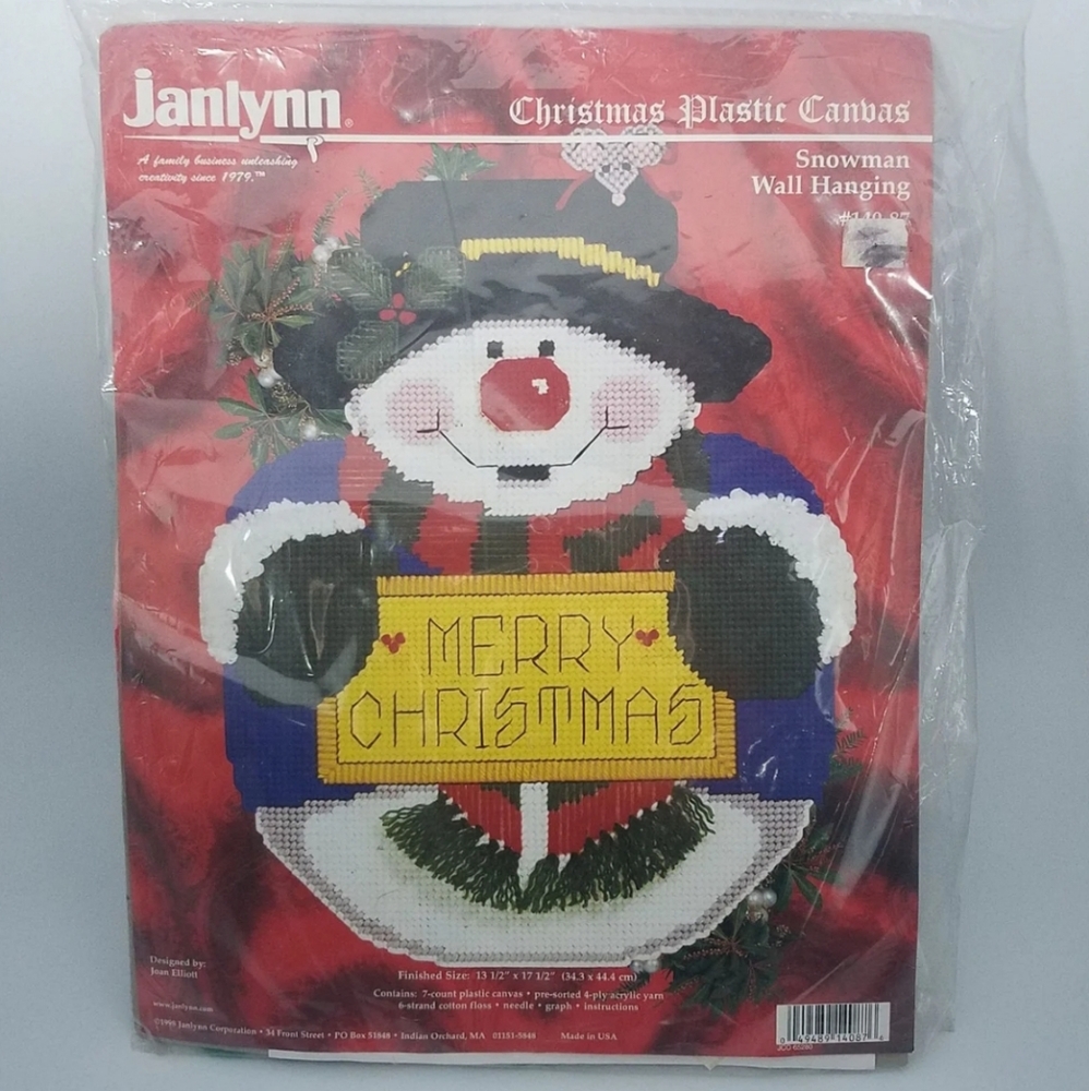 Needlepoint Kit Christmas Snowman Wallhanging Kit Janlynn NEW In Package